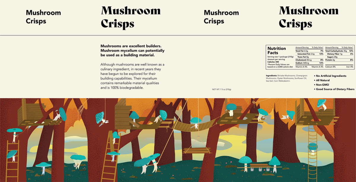 Mushroom Crisps Packaging Full Label