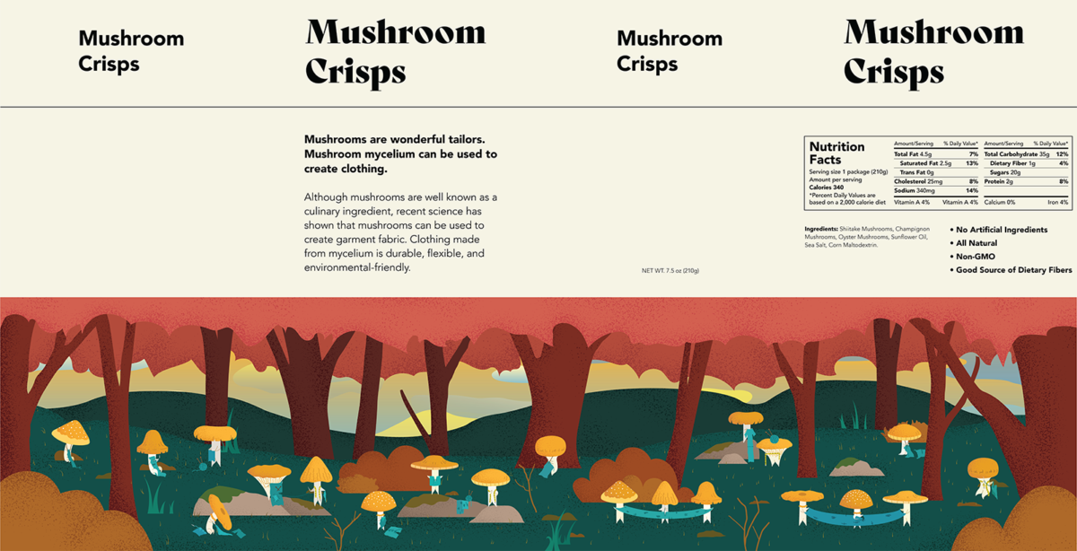 Mushroom Crisps Packaging Full Label