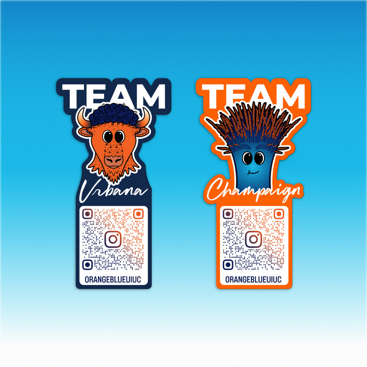 Illinois Orange and Blue Promotional Stickers